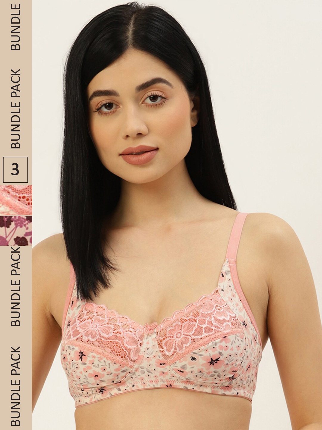

Leading Lady Pack of 3 Printed Everyday Bra, Cream