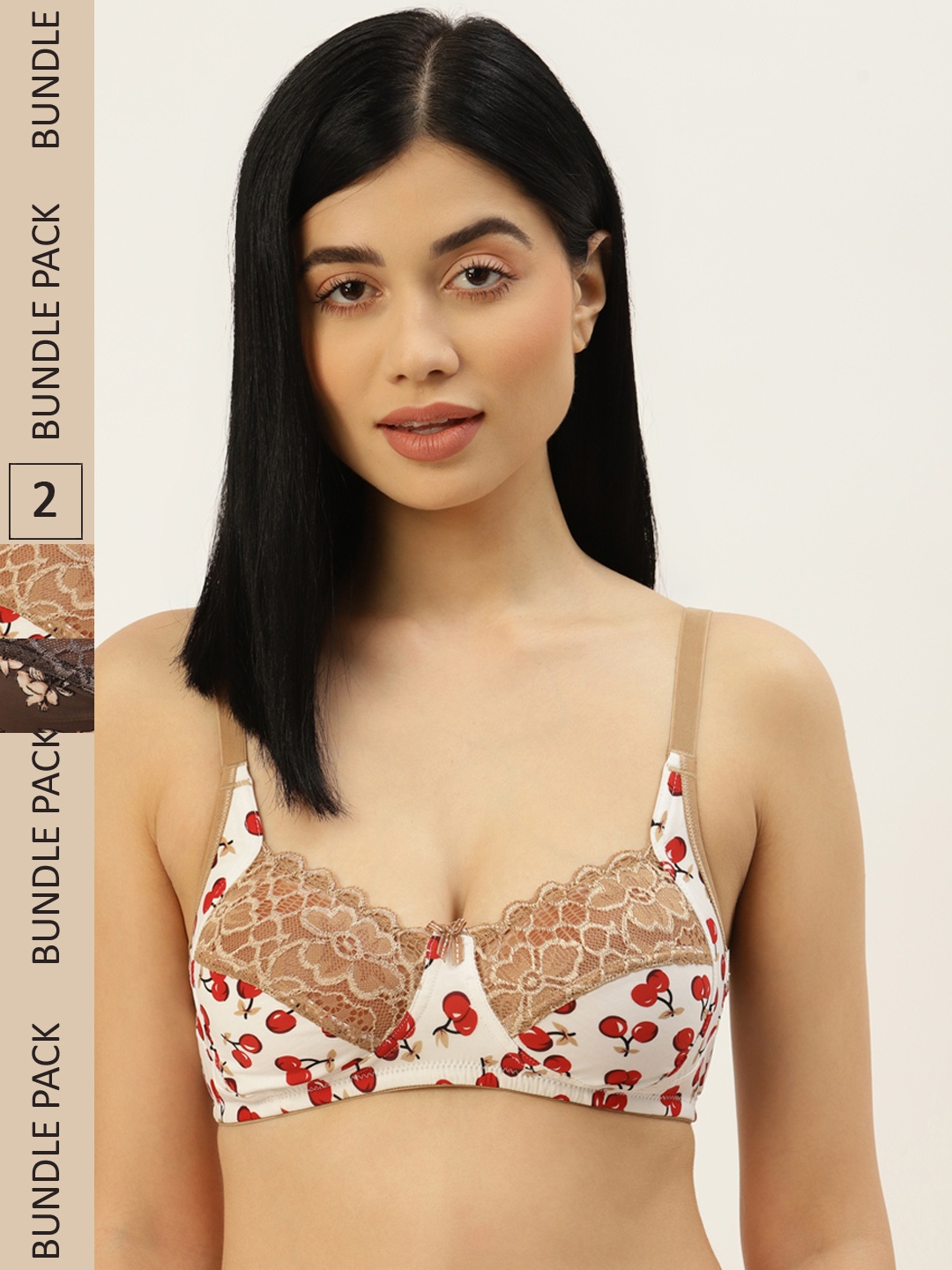 

Leading Lady White & Brown Pack of 2 Printed Everyday Bra