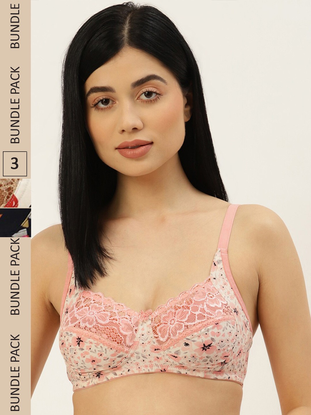 

Leading Lady Pack of 3 Printed Everyday Bra, Pink