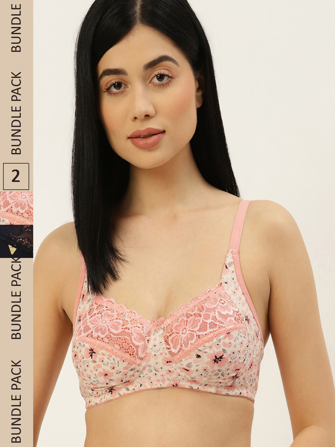 

Leading Lady Pack of 2 Pink & Navy Blue Printed Everyday Bra