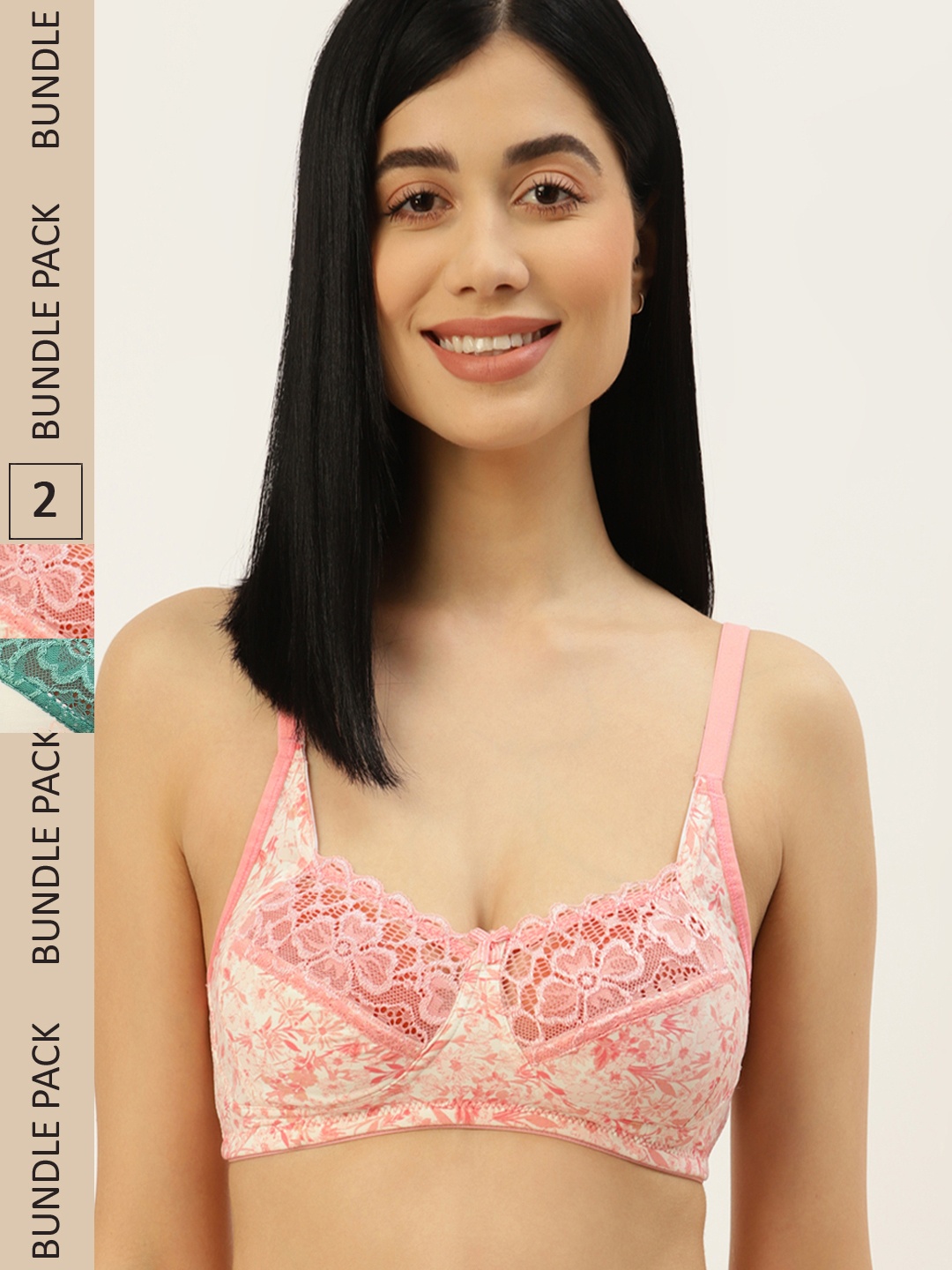 

Leading Lady Pink & Cream-Coloured Pack of 2 Printed Everyday Bra