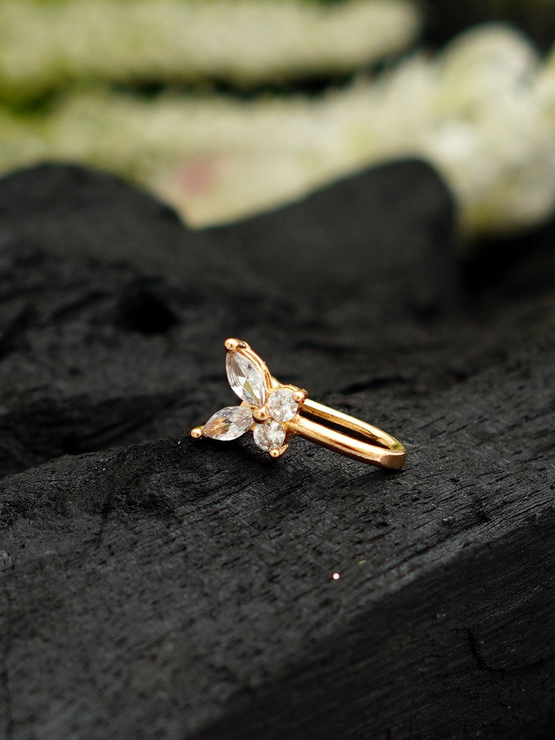 

Ferosh Gold-Tone & Stone-Studded Nose-pin