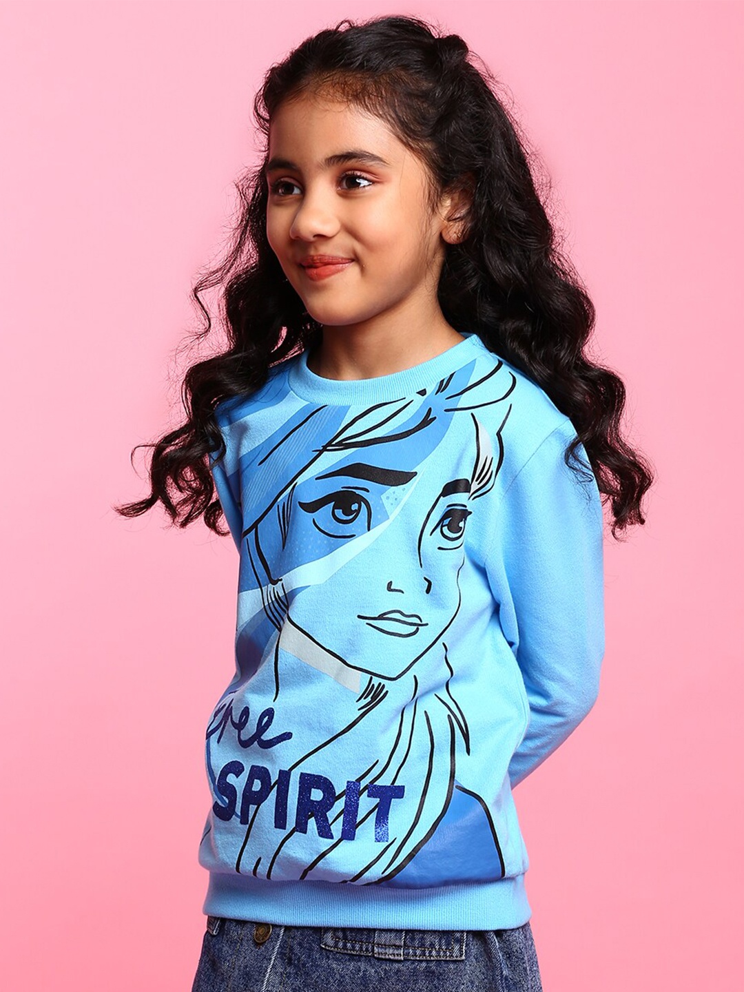 

BONKIDS Girls Blue Printed Sweatshirt