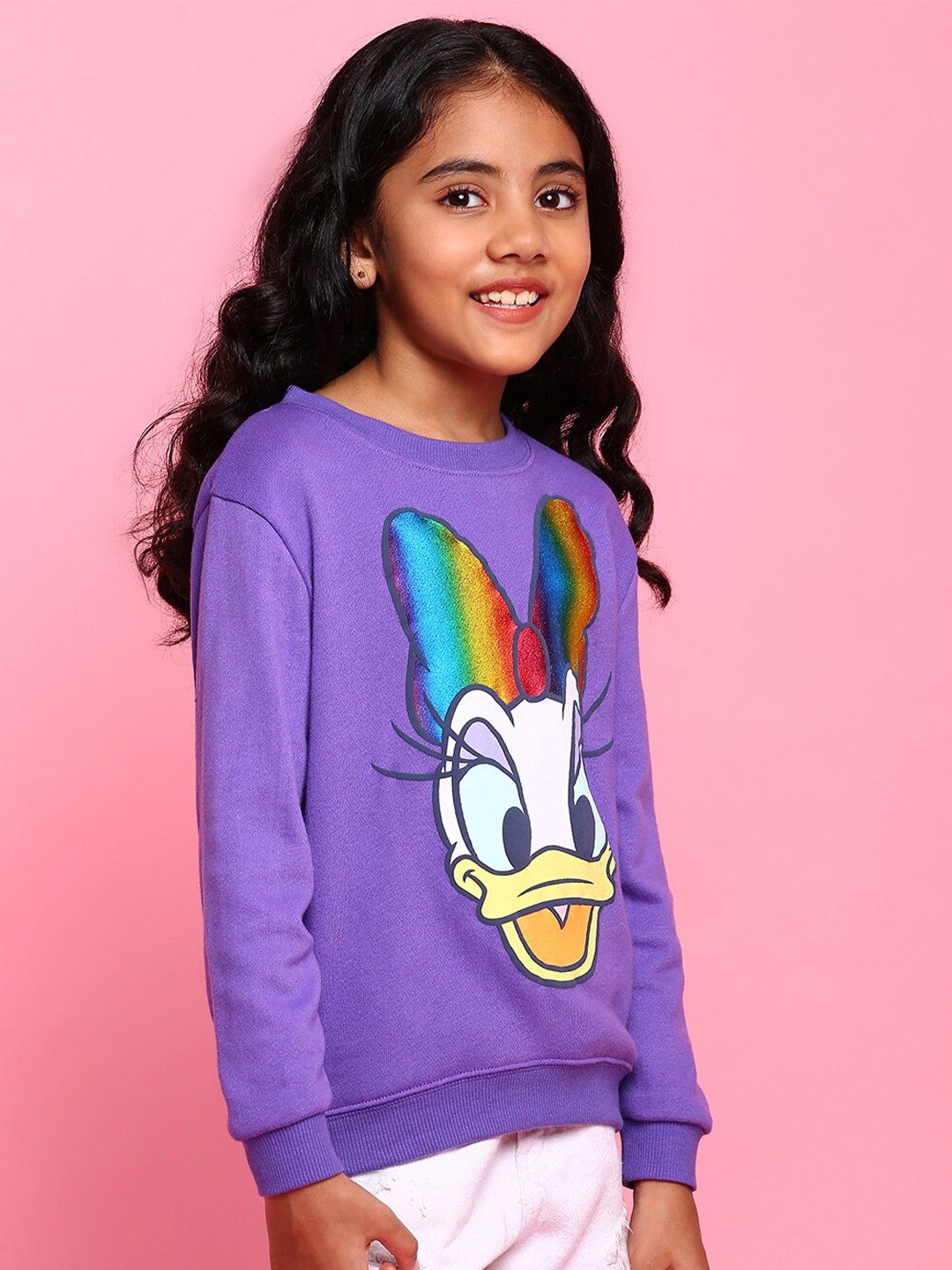 

BONKIDS Girls Purple Printed Sweatshirt
