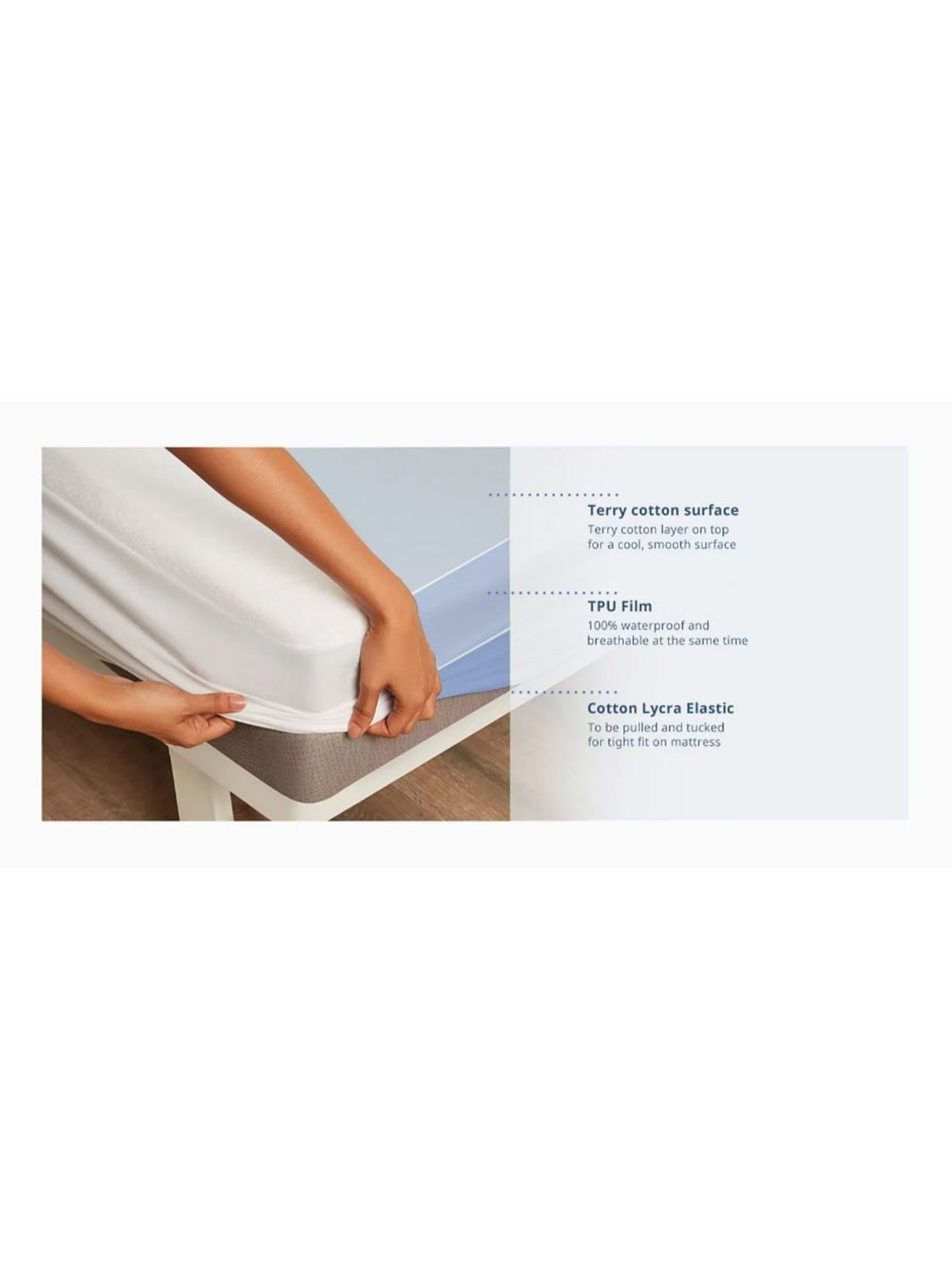 

wakefit White Solid Mattress Protector