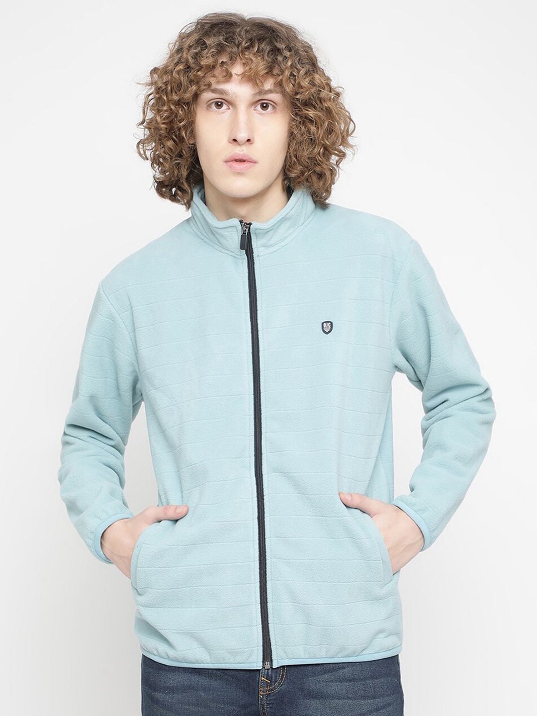

Octave Front-Open Mock Collar Sweatshirt, Blue