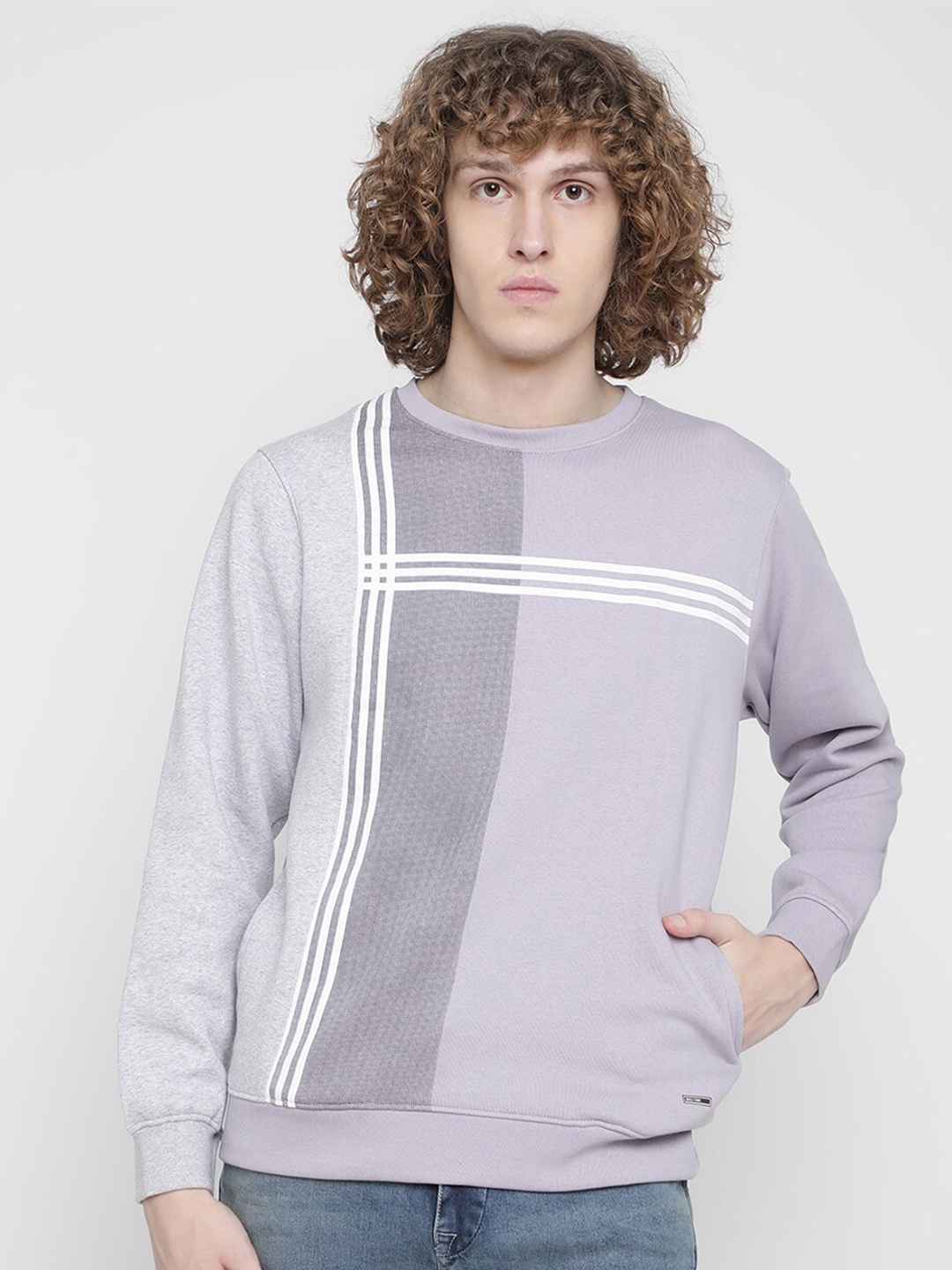 

Octave Men Purple Colourblocked Sweatshirt