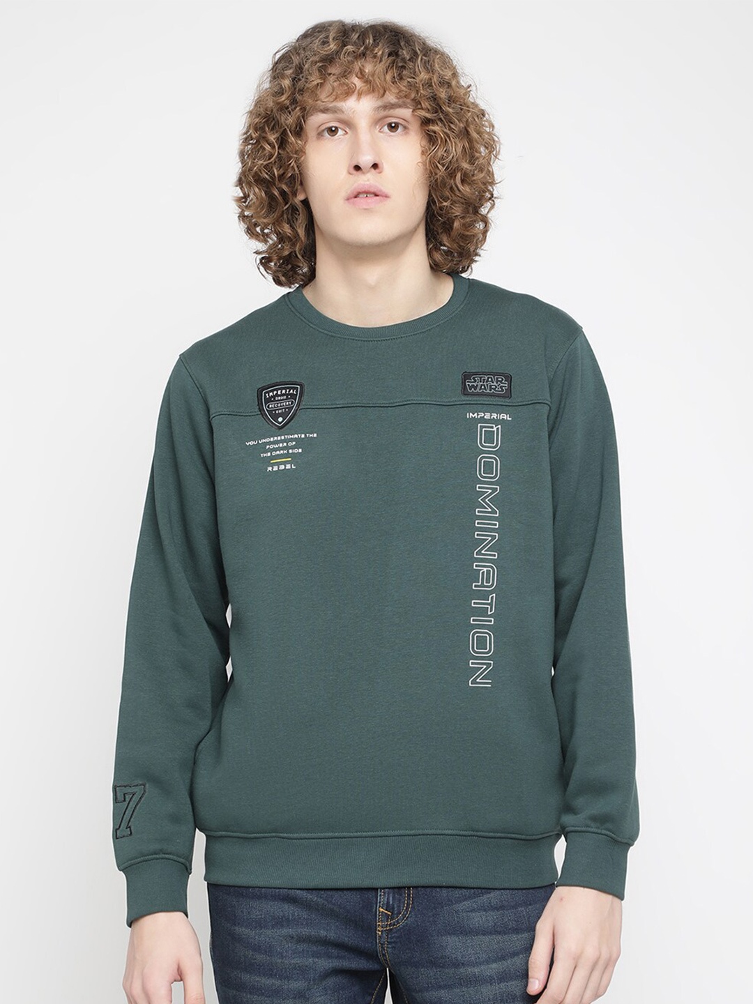 

Octave Men Green Solid Fleece Sweatshirt