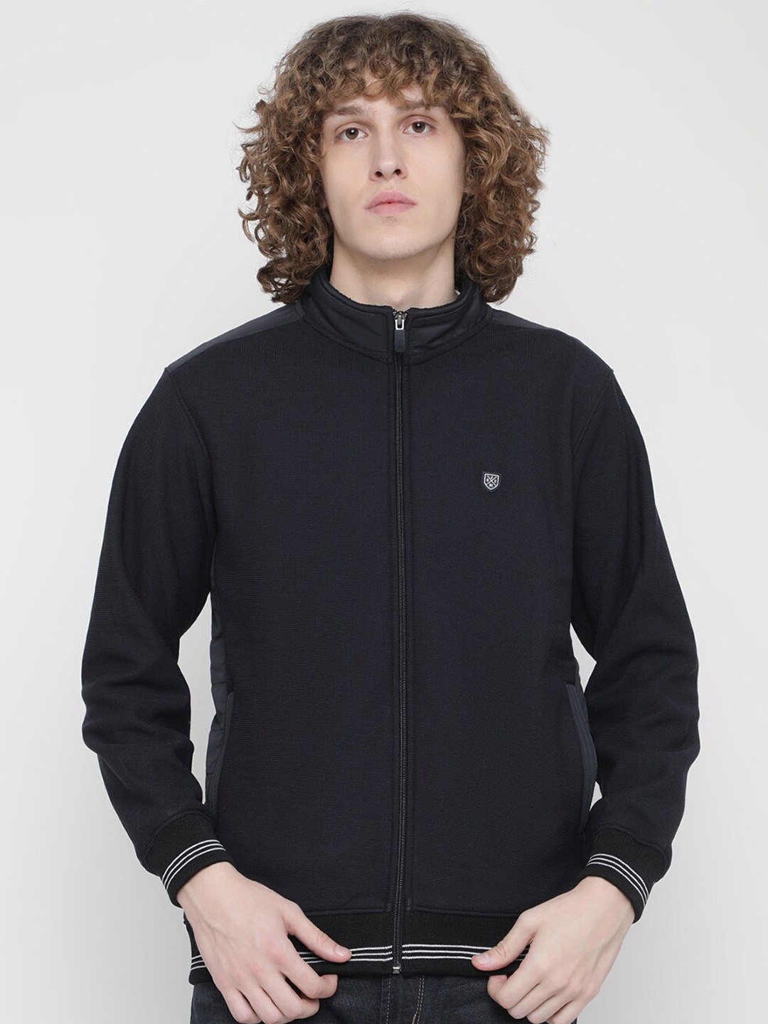 

Octave Front-Open Mock Collar Sweatshirt, Navy blue