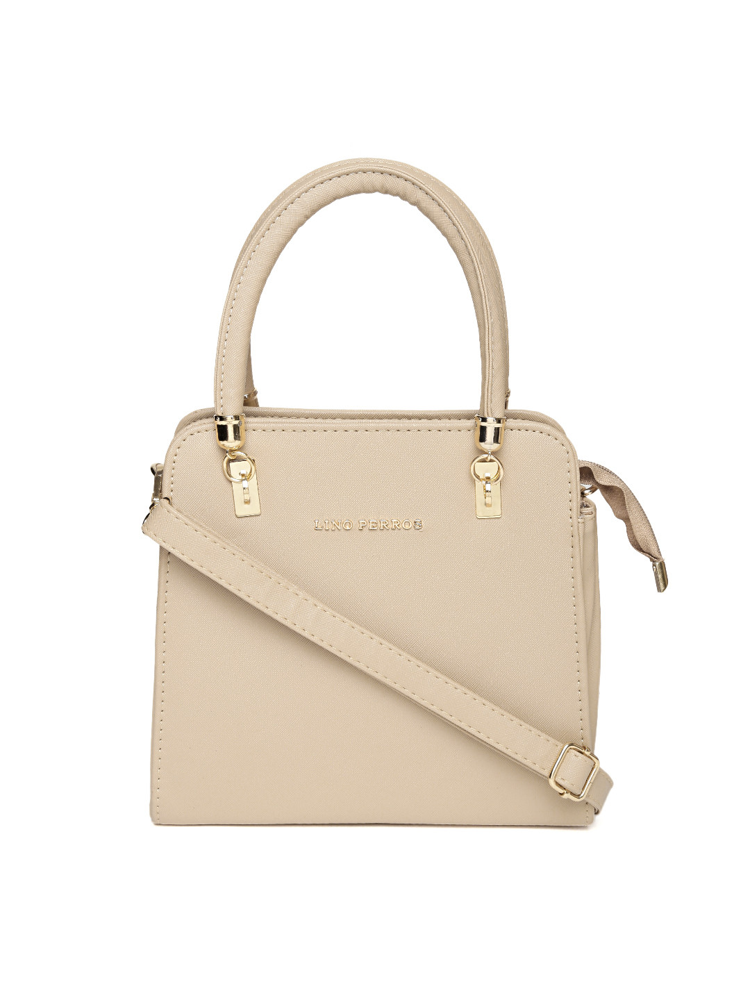 

Lino Perros Beige Solid Handheld Bag with Sling Strap