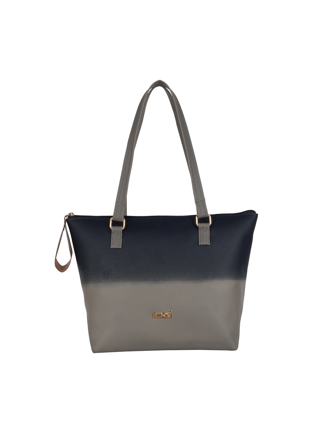 

ENOKI Blue & Grey Colourblocked Structured Shoulder Bag