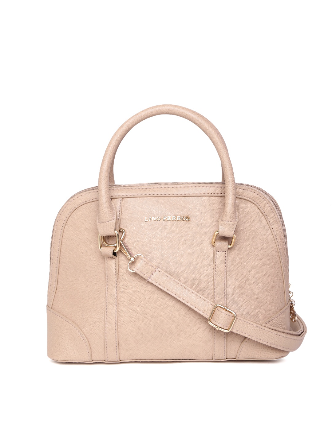 

Lino Perros Beige Solid Handheld Bag with Sling Strap