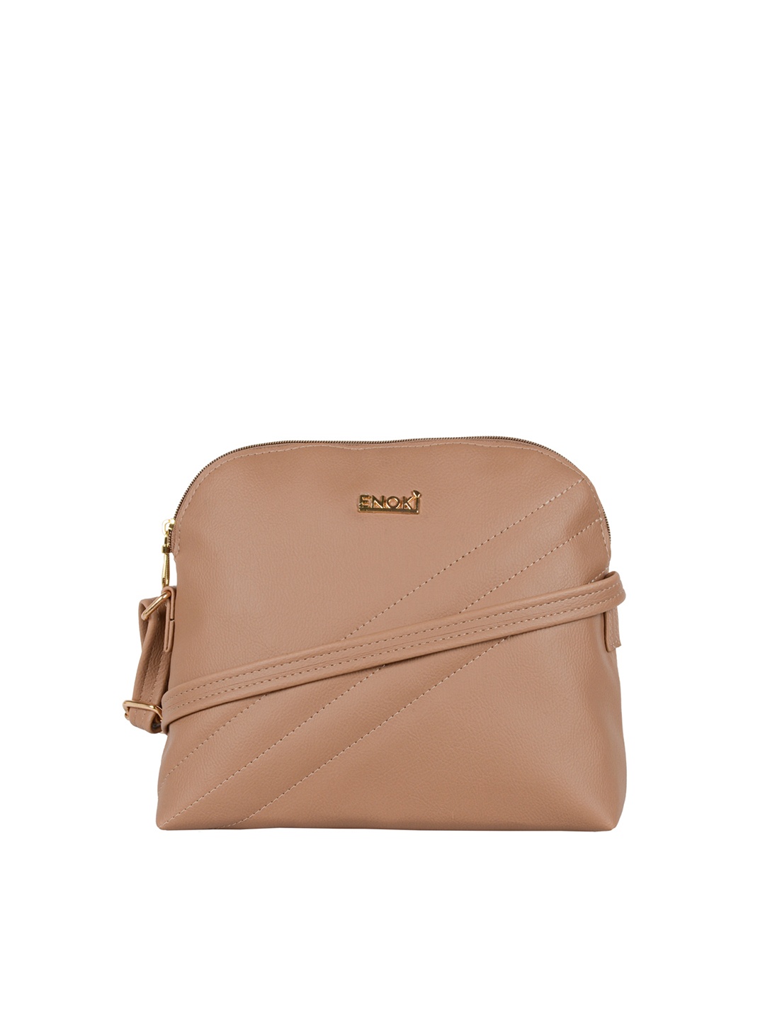 

ENOKI Beige Structured Sling Bag with Quilted