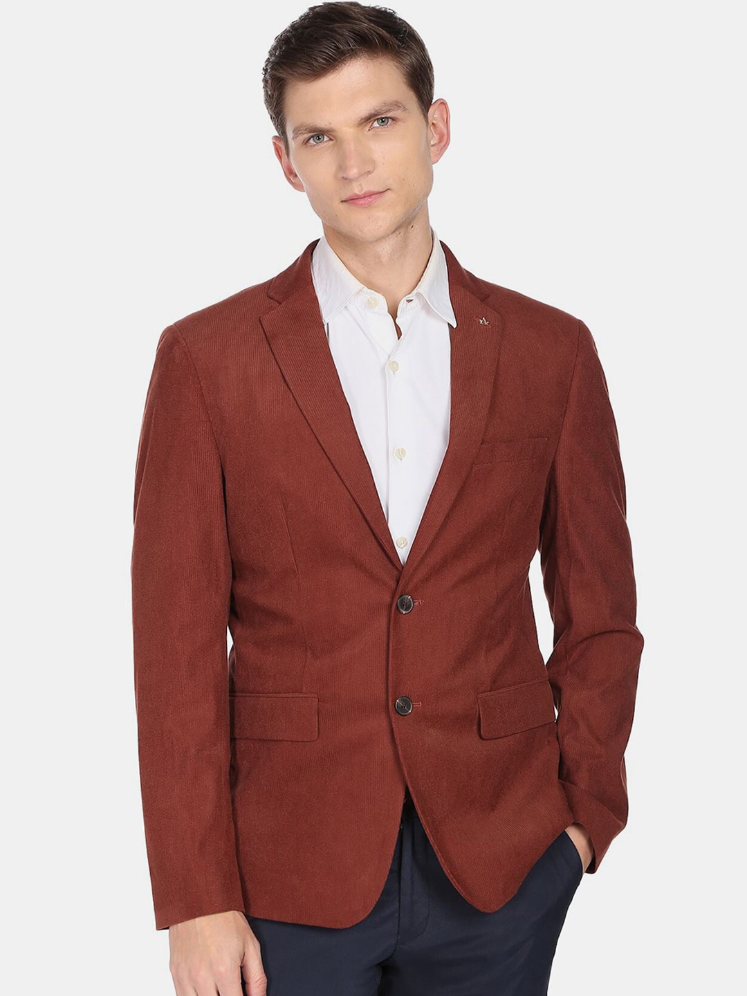 

Arrow Men Red Solid Single-Breasted Formal Blazer