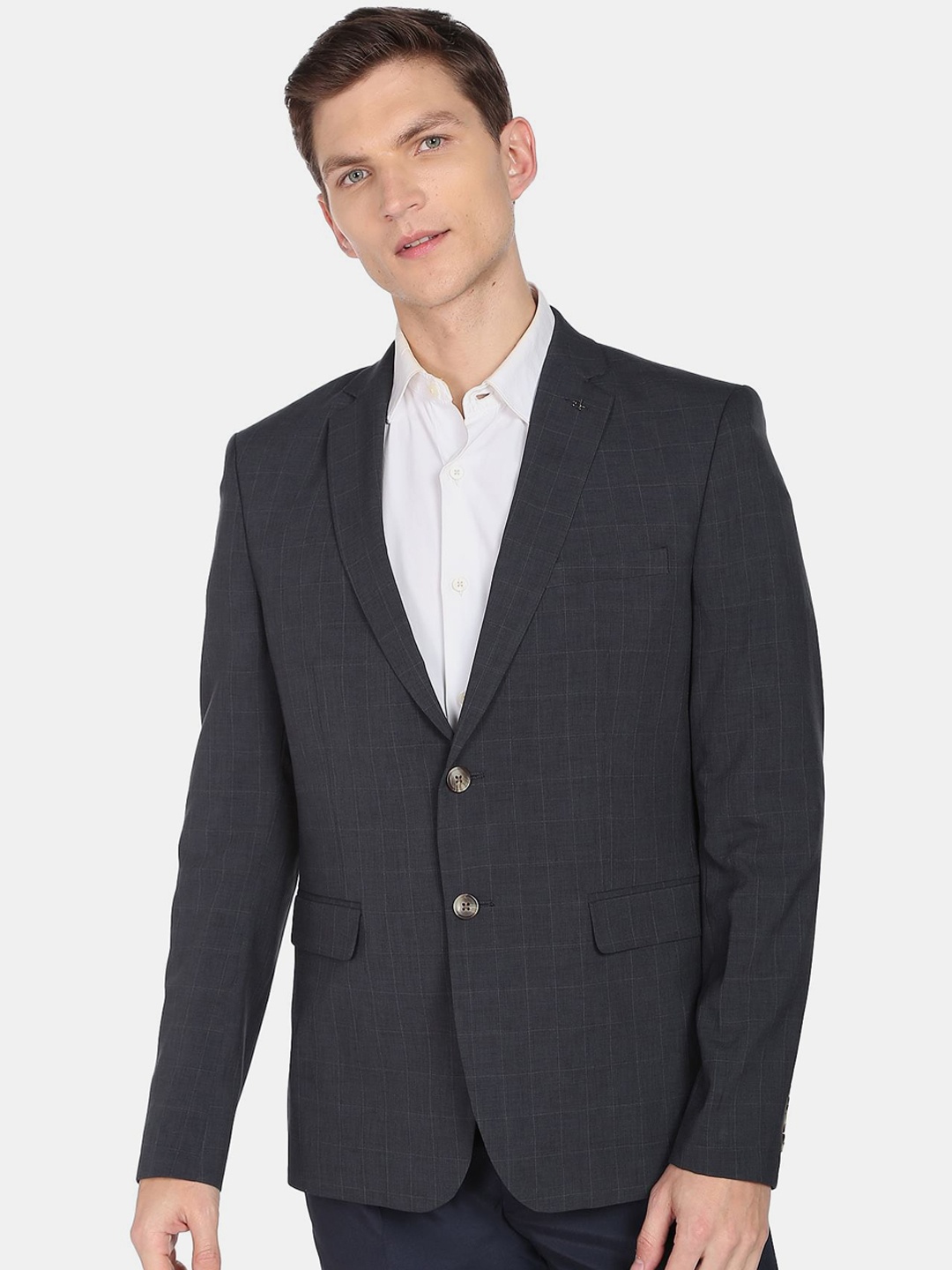 

Arrow Men Charcoal Checked Single Breasted Blazers