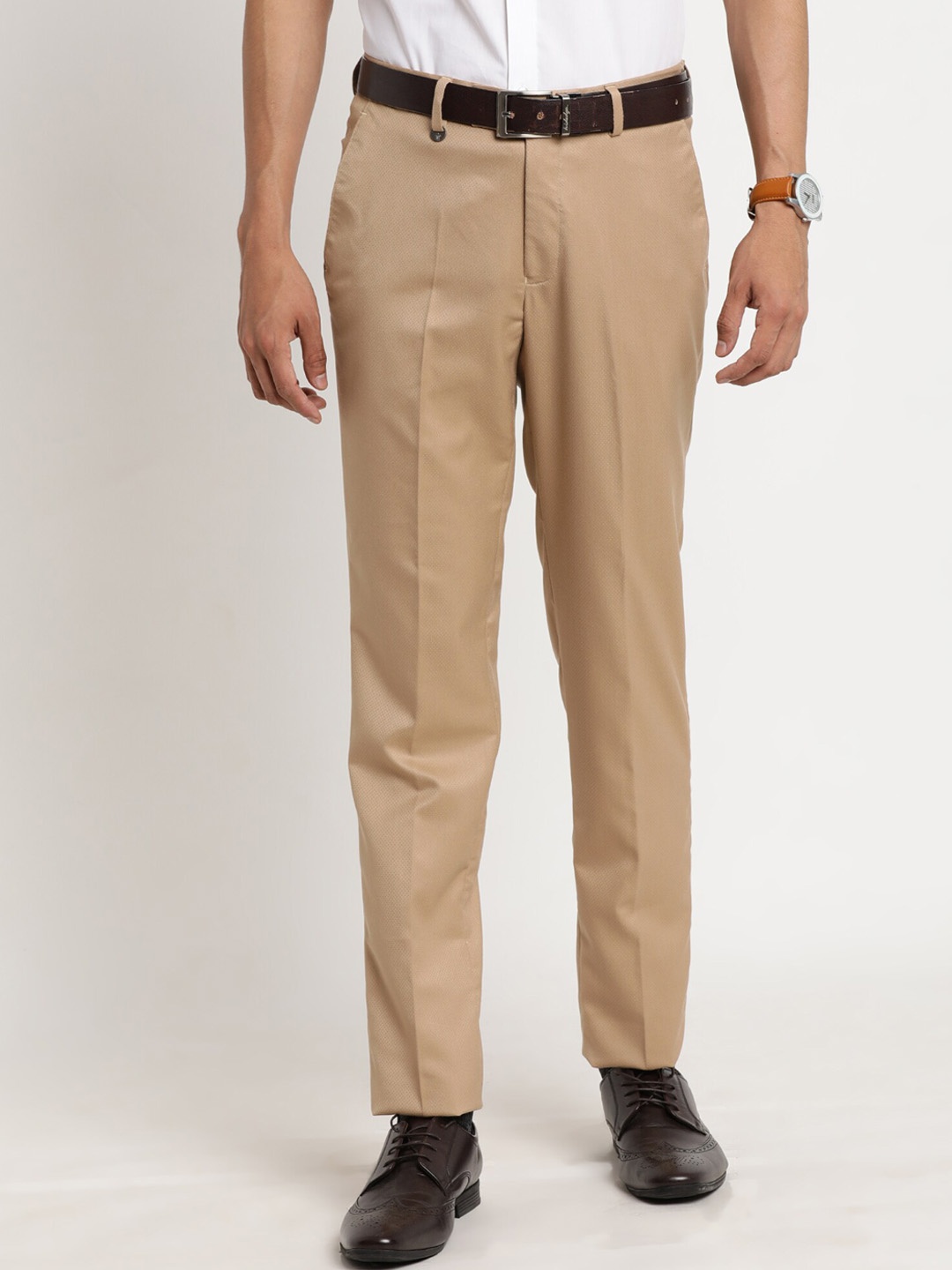 

Turtle Men Khaki Tailored Slim Fit Formal Trousers