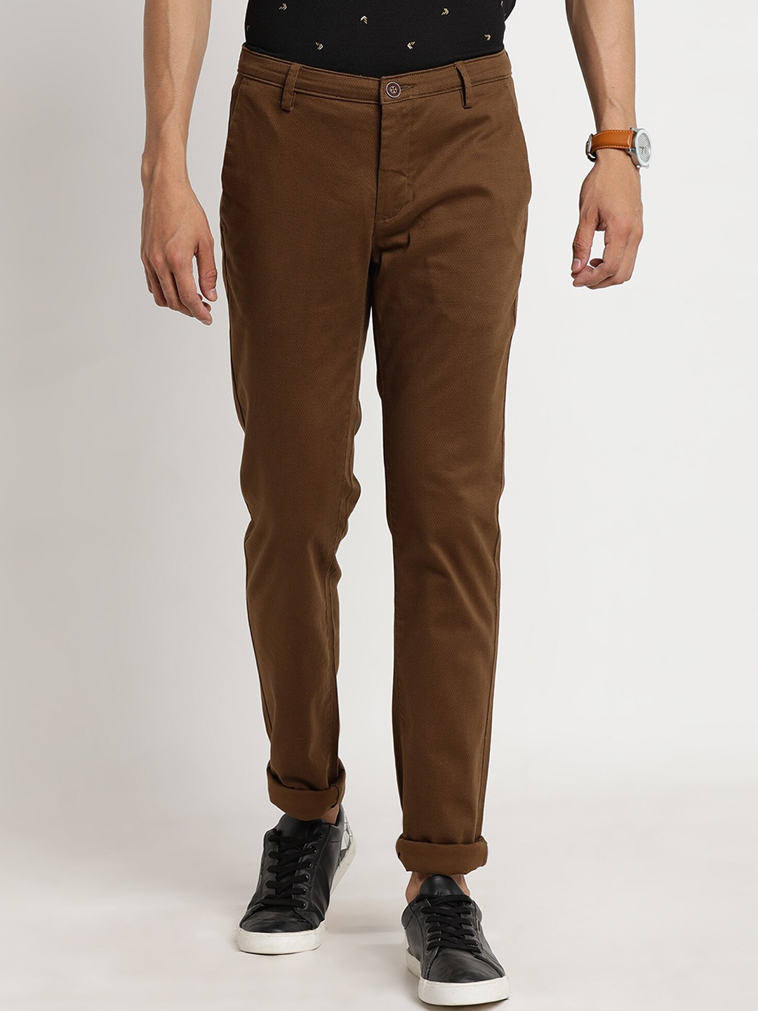 

Turtle Men Brown Relaxed Skinny Fit Chinos Trousers