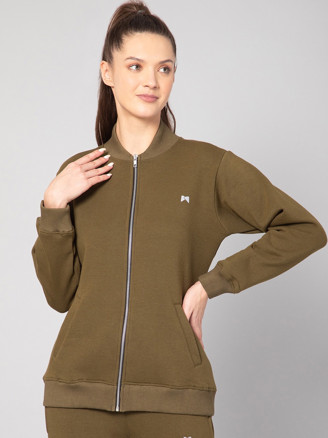 

MUSCLE TORQUE Women Green Fleece Sweatshirt