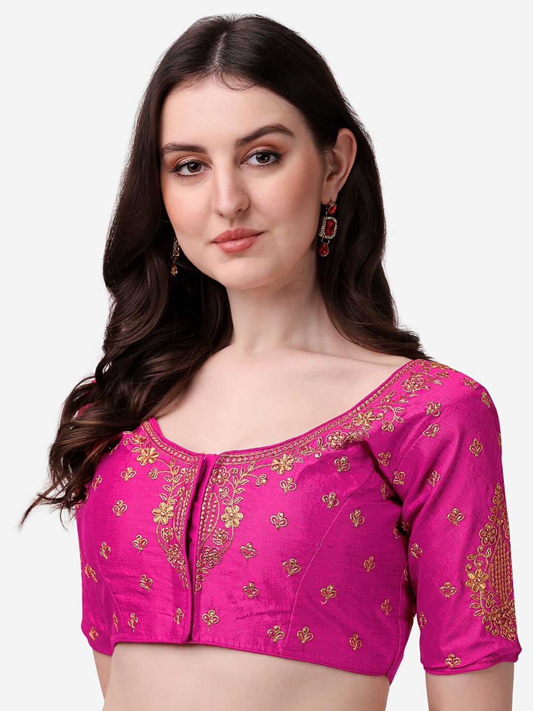 

Sumaira Tex Pink Embroidered Saree Blouse