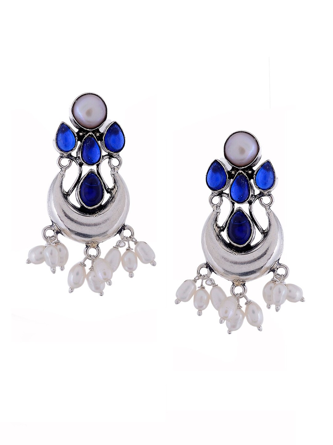 

Silvermerc 925 Blue & Silver-Toned Contemporary Drop Earrings