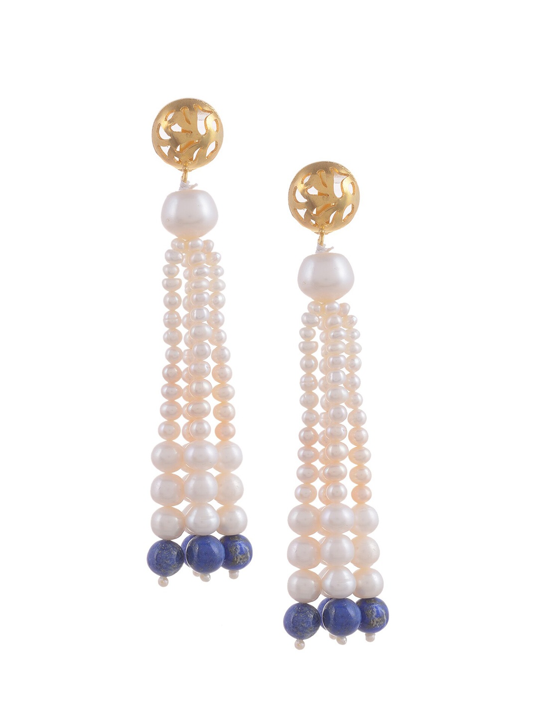 

Silvermerc 925 White & Blue Classic Gold-Plated Drop Earrings
