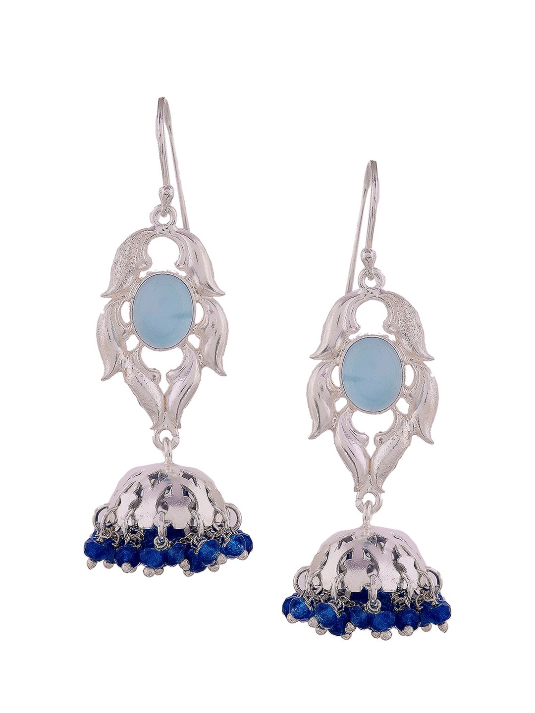 

Silvermerc 925 Silver-Plated Navy Blue Classic Jhumkas Earrings