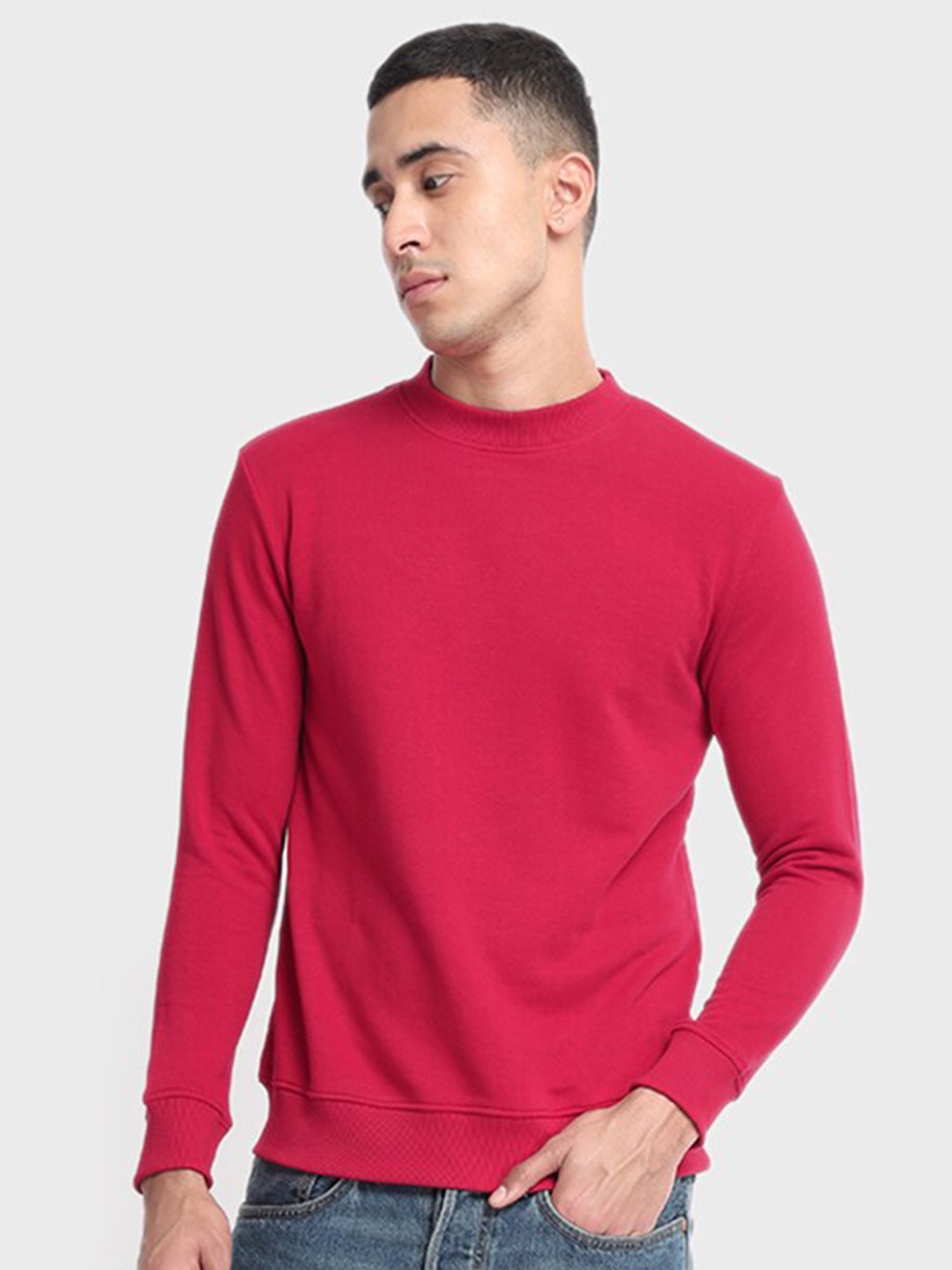 

Bewakoof Men Red Fleece Sweatshirt