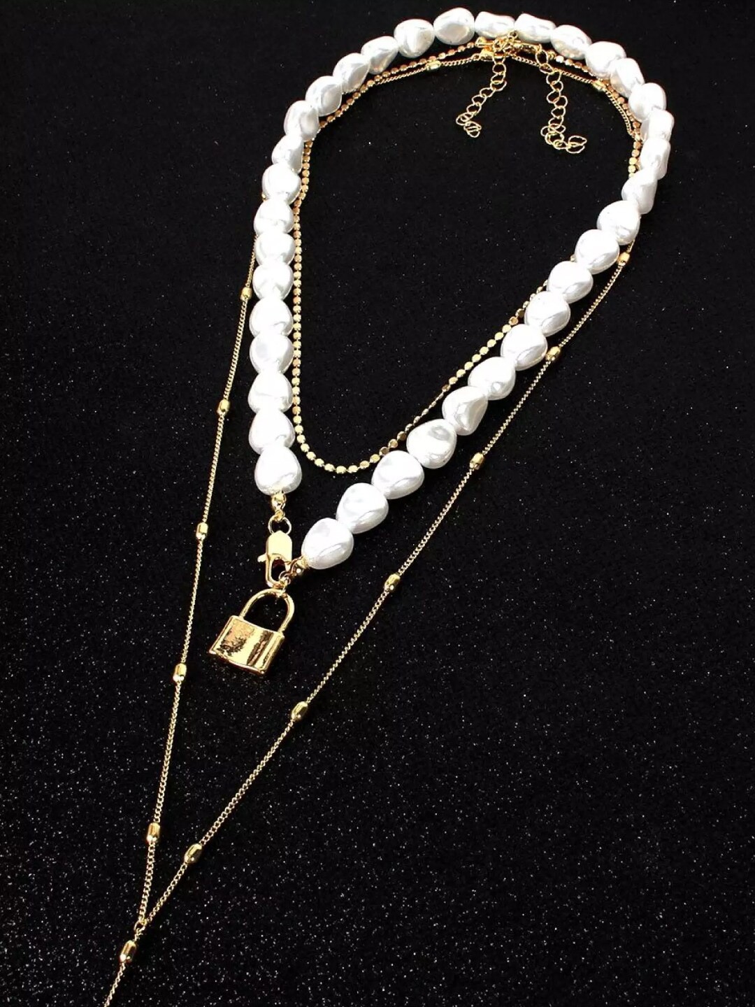 

OOMPH White & Gold-Toned Gold-Plated Layered Necklace