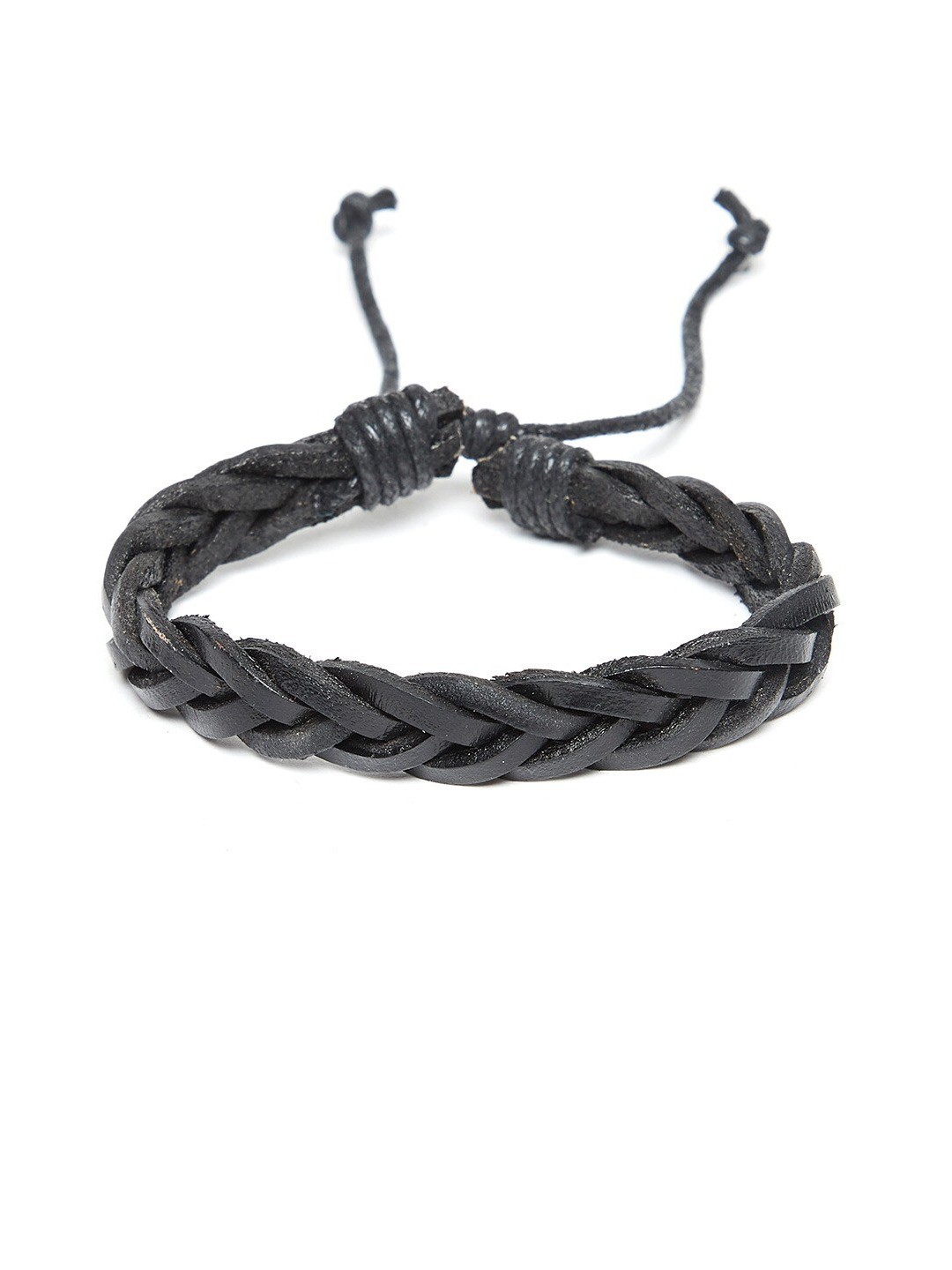 

OOMPH Men Black Leather Handcrafted Wraparound Bracelet