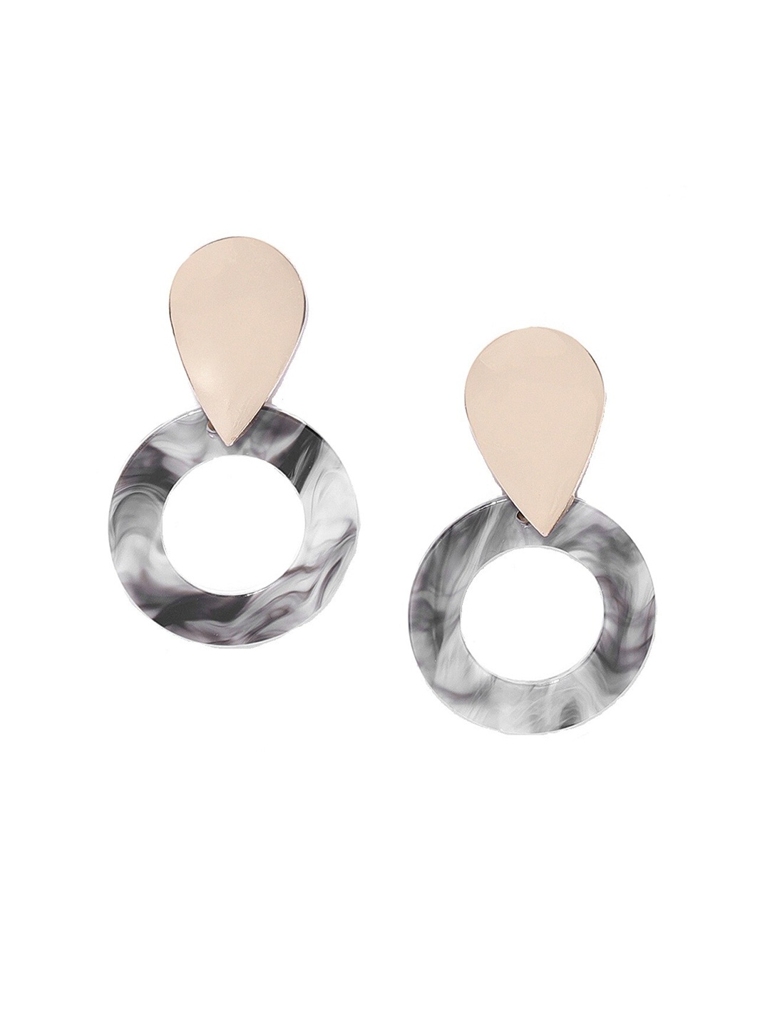 

OOMPH Black & White Circular Drop Earrings