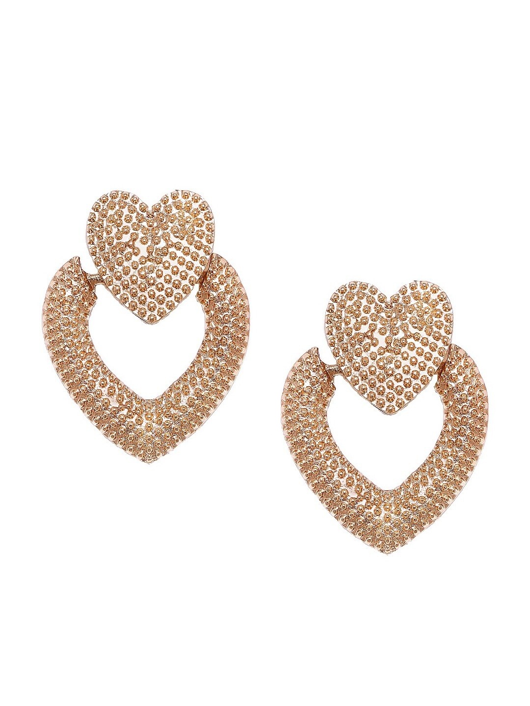 

OOMPH Gold-Toned Heart Shaped Studs Earrings