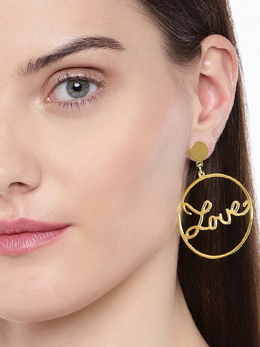 

OOMPH Gold-Toned Contemporary Drop Earrings