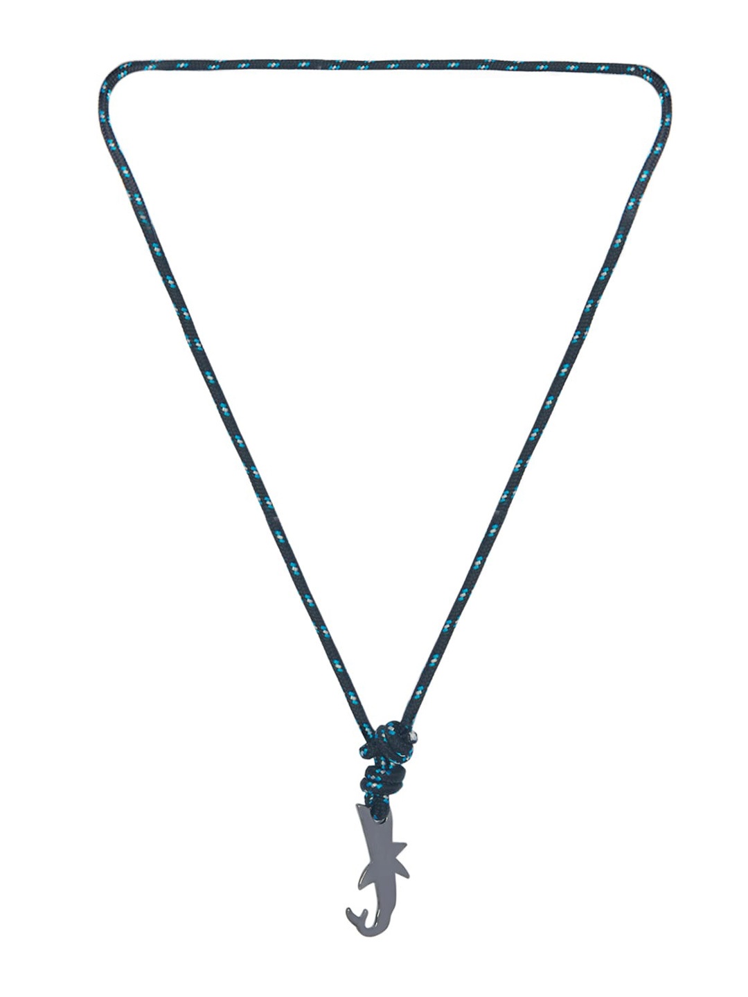 

OOMPH Set Of 2 Black & Blue Solid Shark-Shaped Pendant Necklace