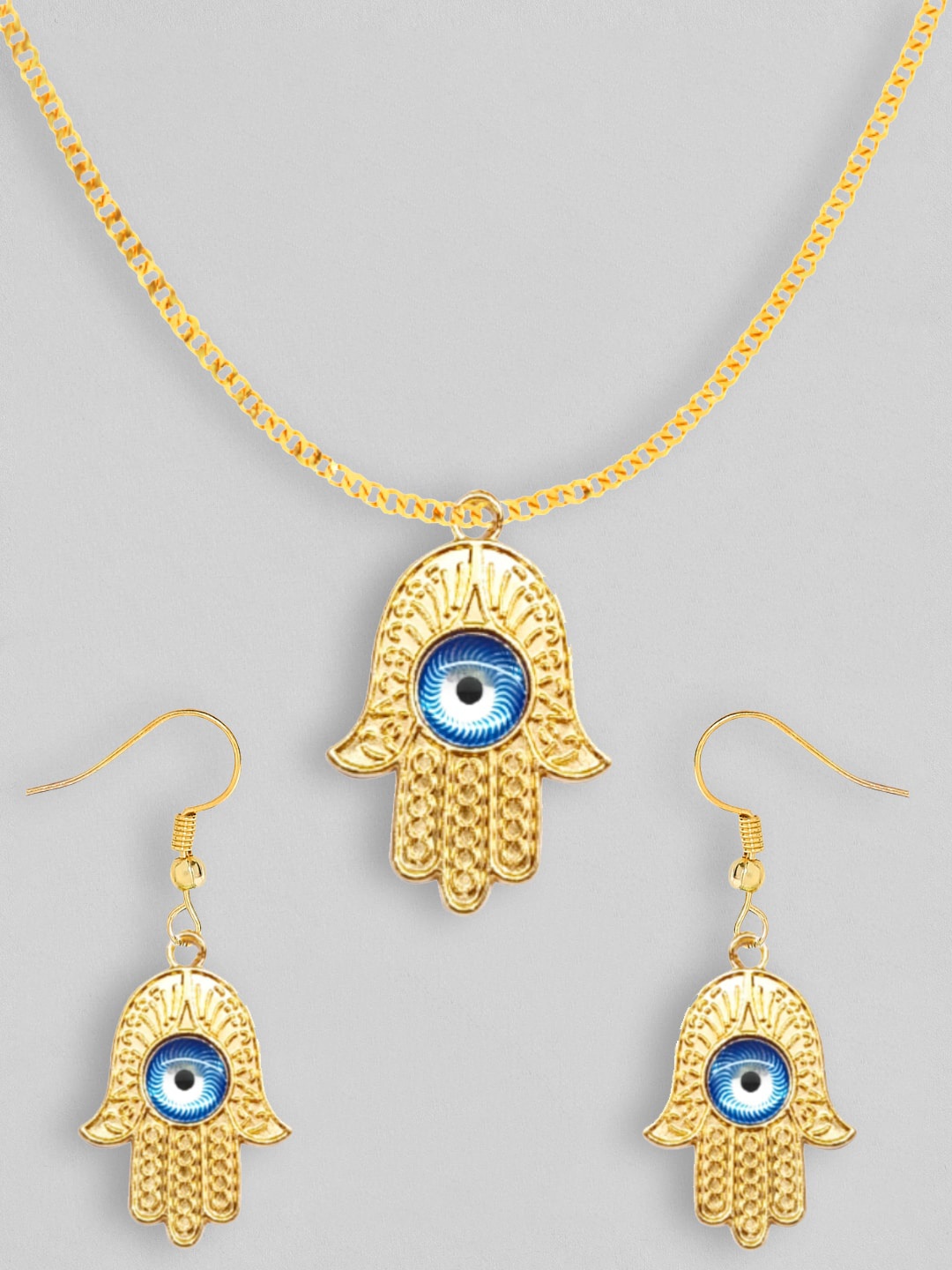 

OOMPH Women Blue & Gold-Toned Alloy Evil Eye Jewellery Set