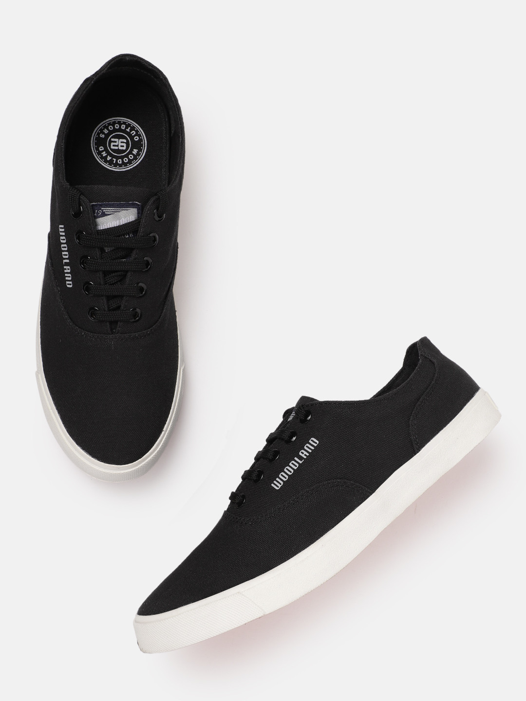 

Woodland Men Black Solid Canvas Sneakers