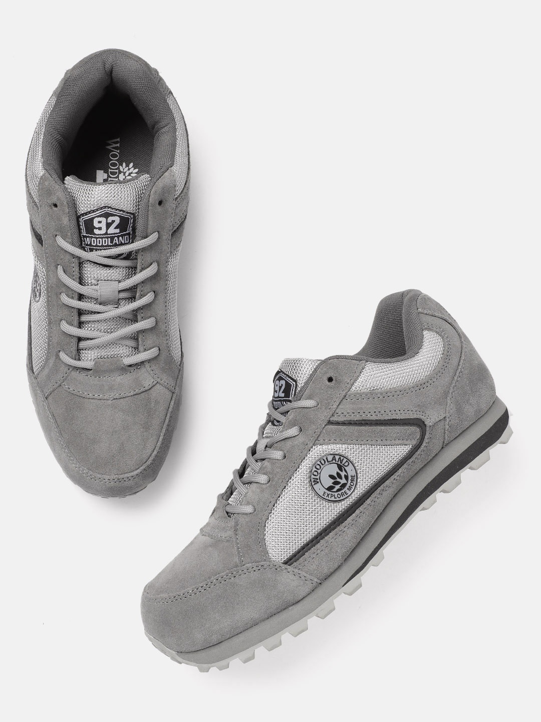 

Woodland Men Leather Sneakers, Grey