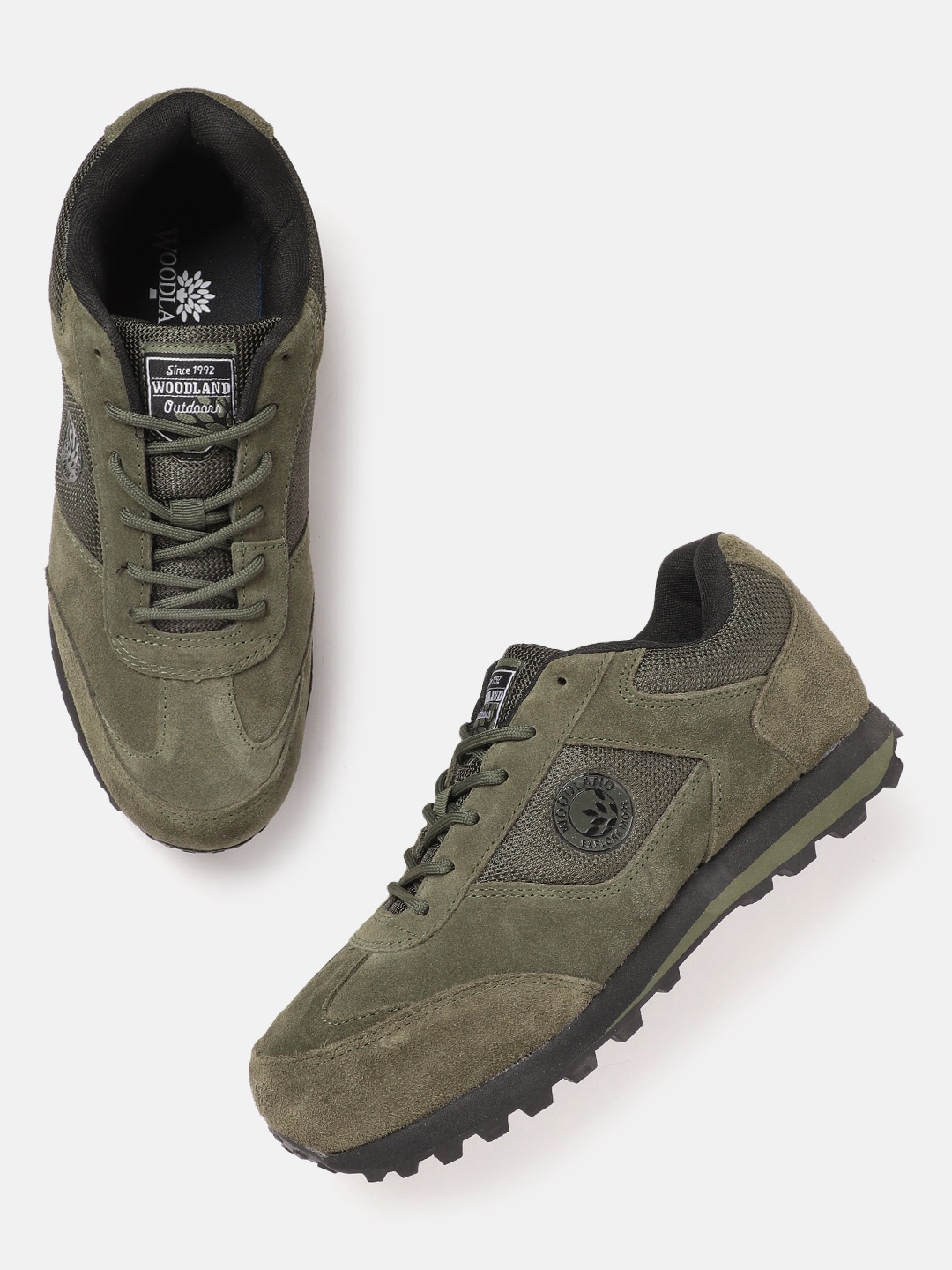 

Woodland Men Leather Sneakers, Olive