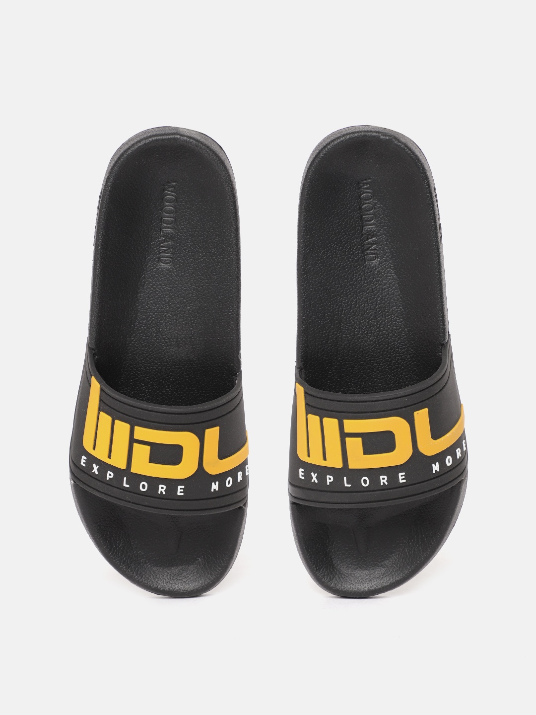 

Woodland Men Black & Yellow Printed Sliders