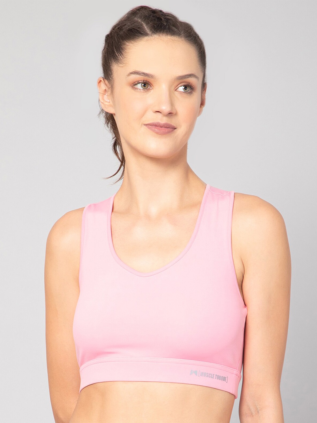 

MUSCLE TORQUE Pink Training & Gym High Impact Back Crisscross Sports Bra
