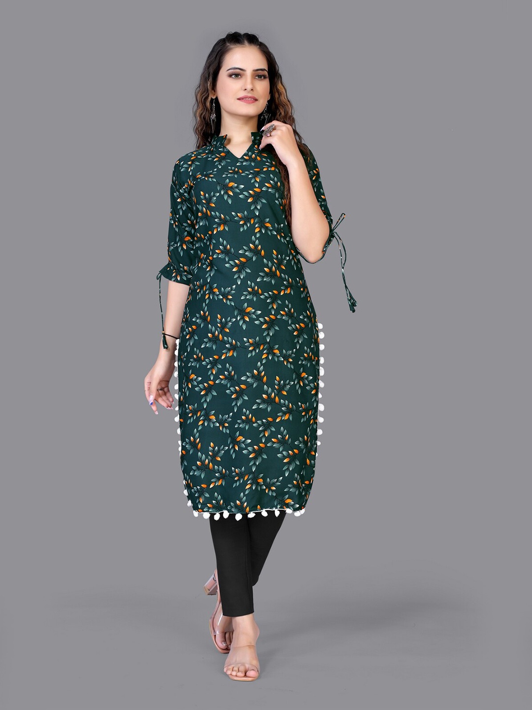

Fashion FRICKS Women Green Floral Printed Floral Kurta