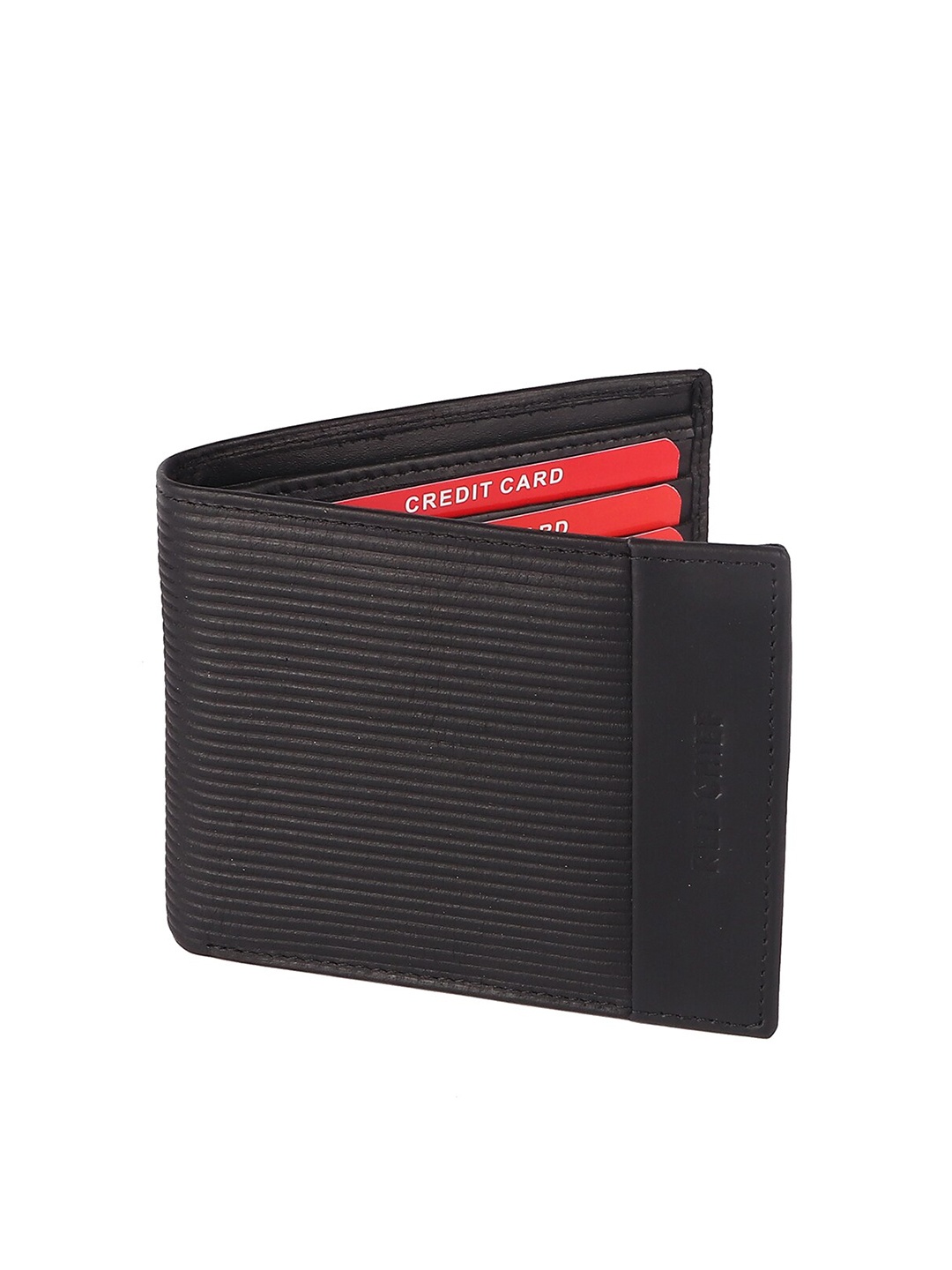 

Red Chief Men Black Textured Leather Two Fold Wallet