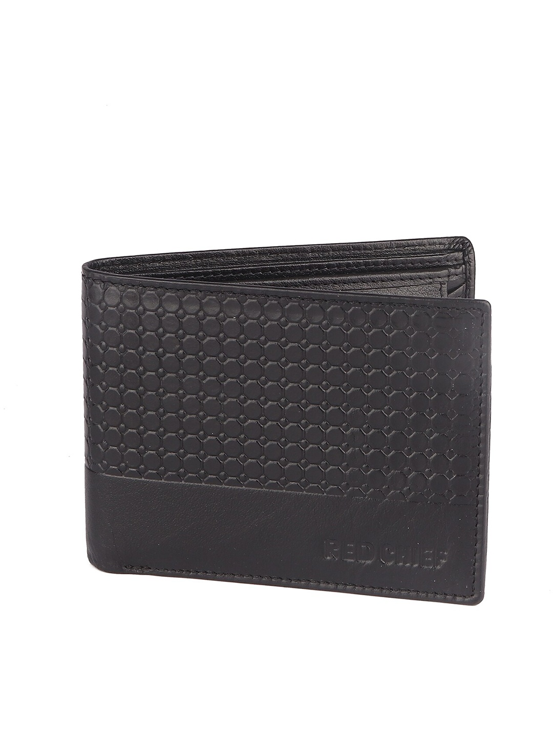 

Red Chief Men Black Textured Leather Two Fold Wallet