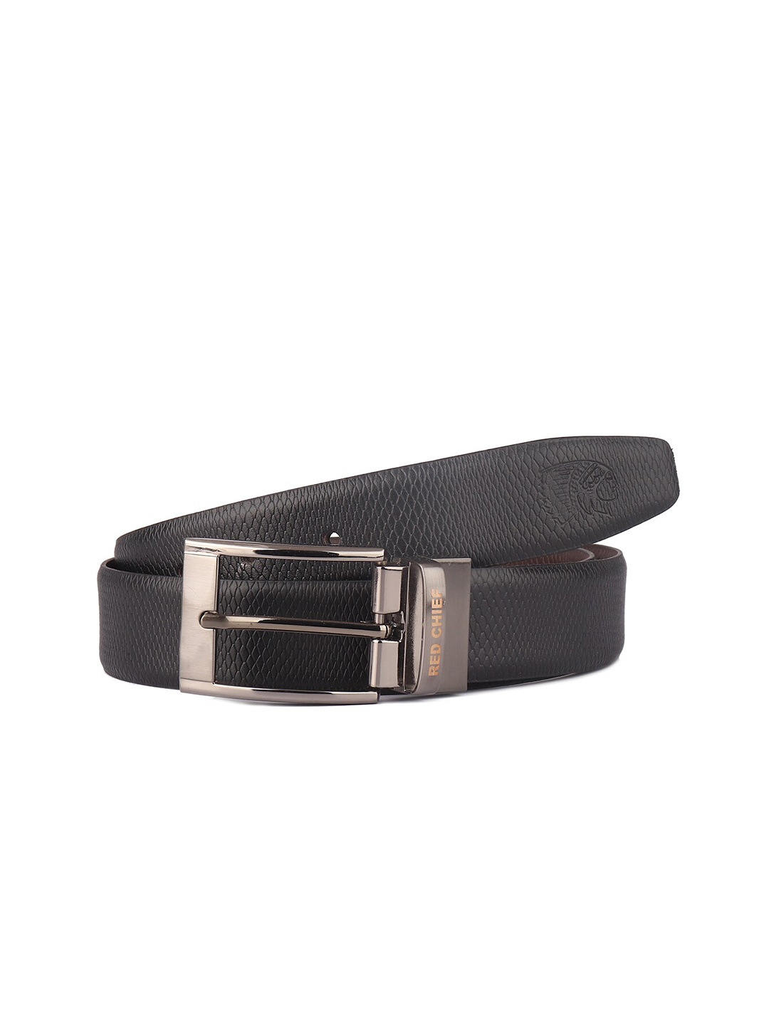 

Red Chief Men Black Leather Formal Belt