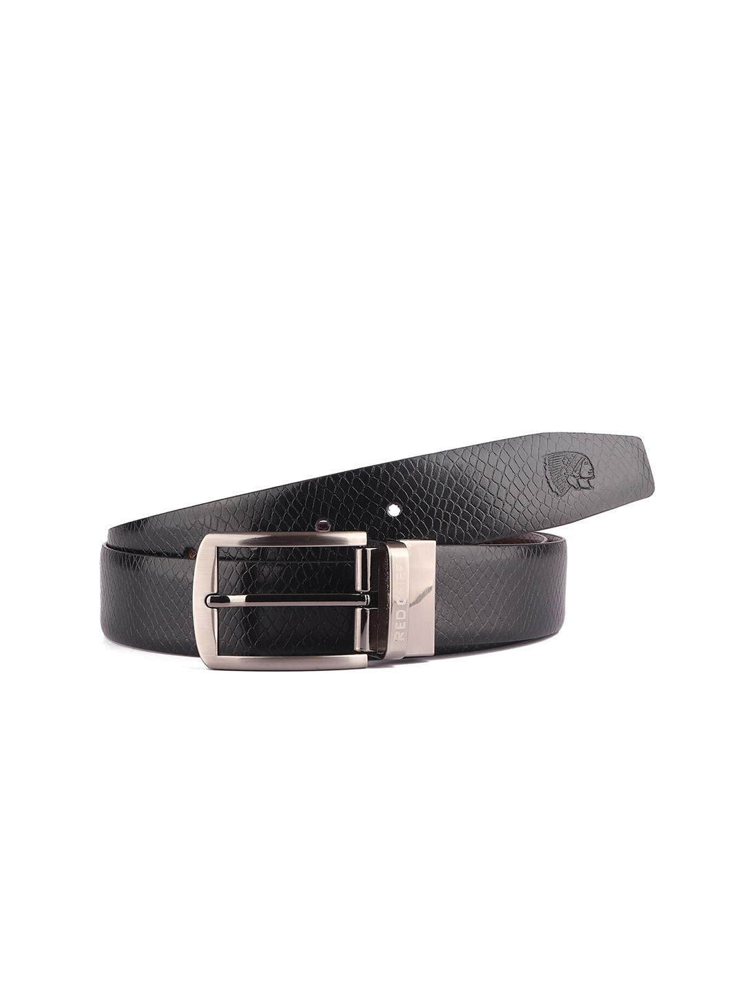 

Red Chief Men Black Textured Leather Belt