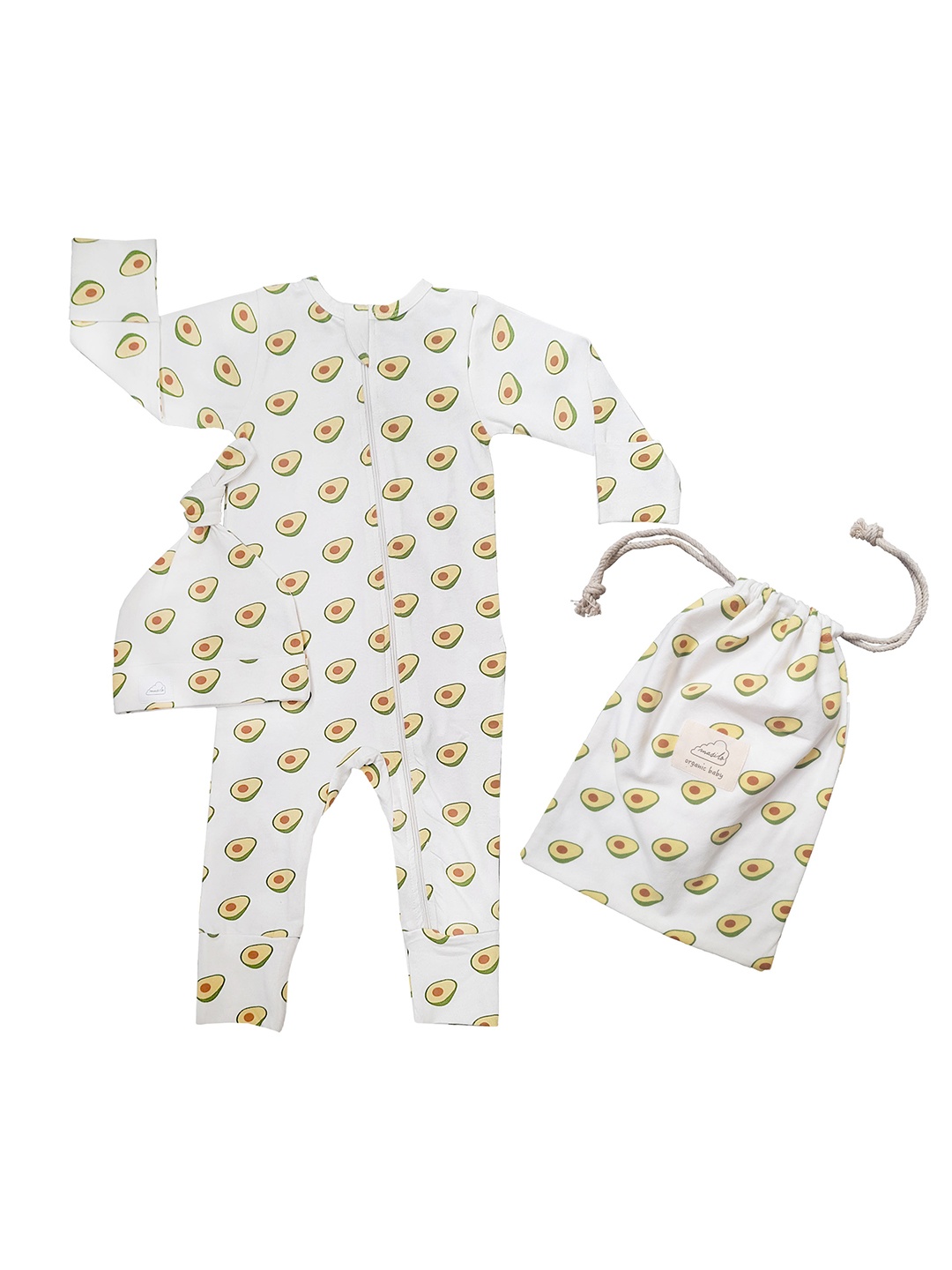 

Masilo Kids Printed Night suit with Beanie and Pouch, Grey