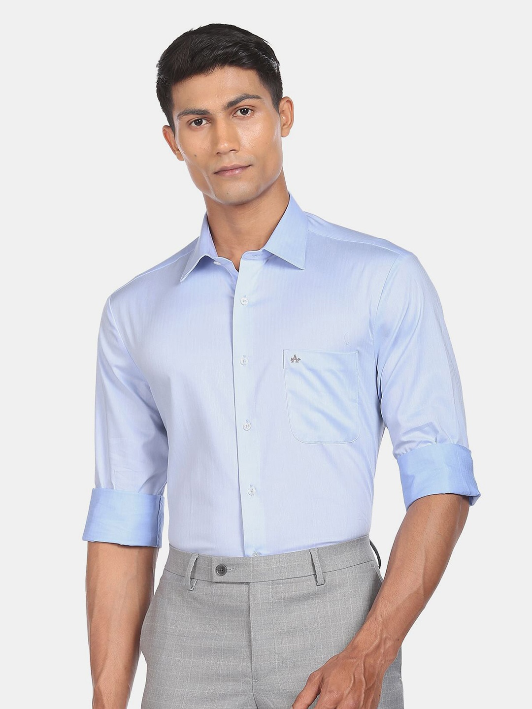 

Arrow Men Self Design Cotton Formal Shirt, Blue