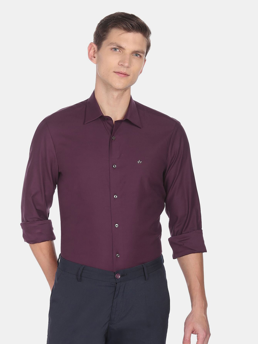 

Arrow Men Purple Solid Cotton Regular Fit Formal Shirt