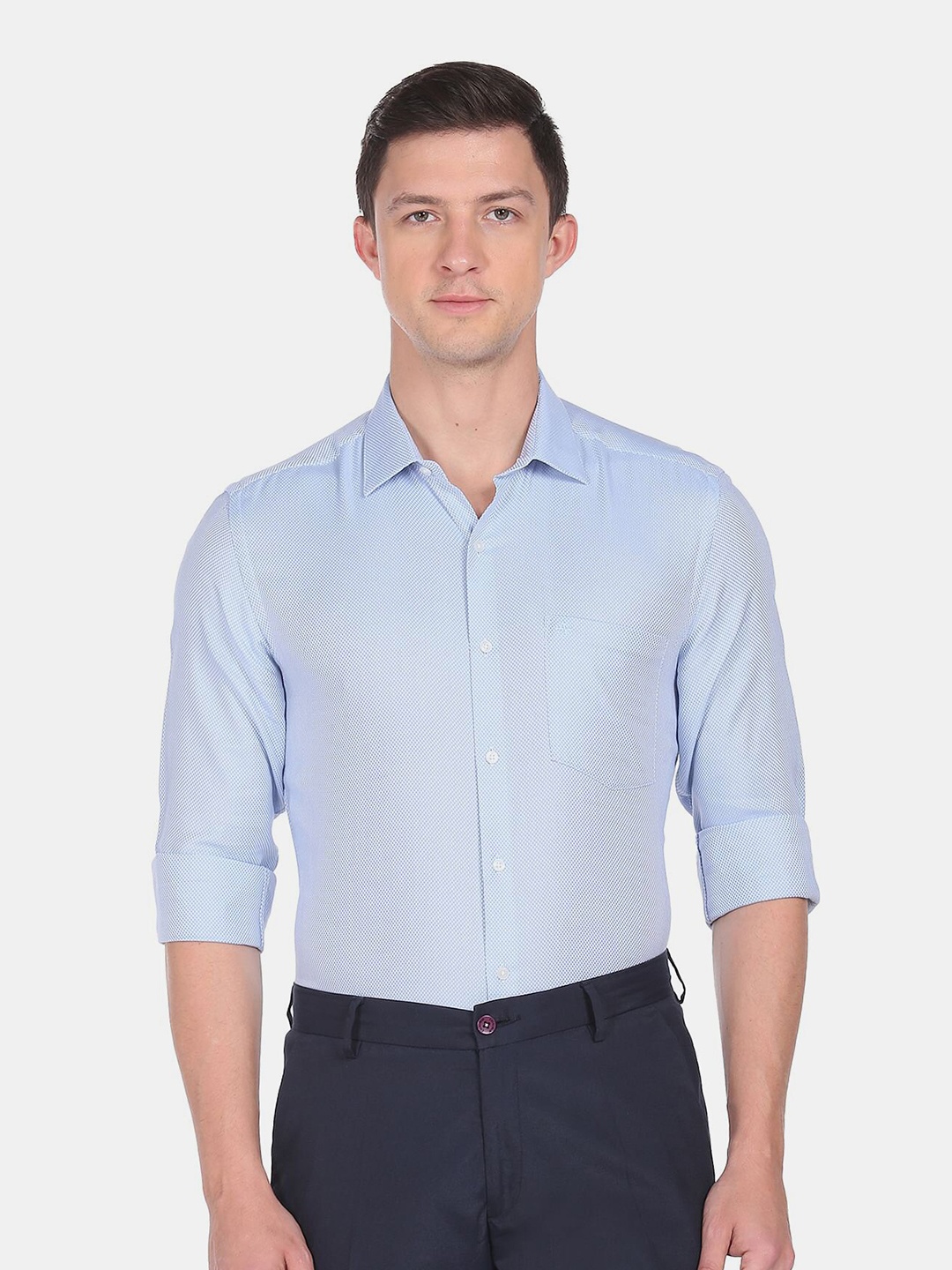 

Arrow Men Self Design Dobby Cotton Formal Shirt, Blue