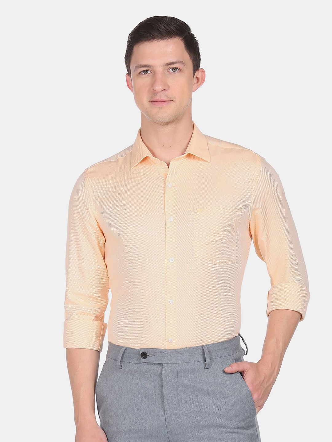 

Arrow Men Self Design Dobby Cotton Formal Shirt, Yellow