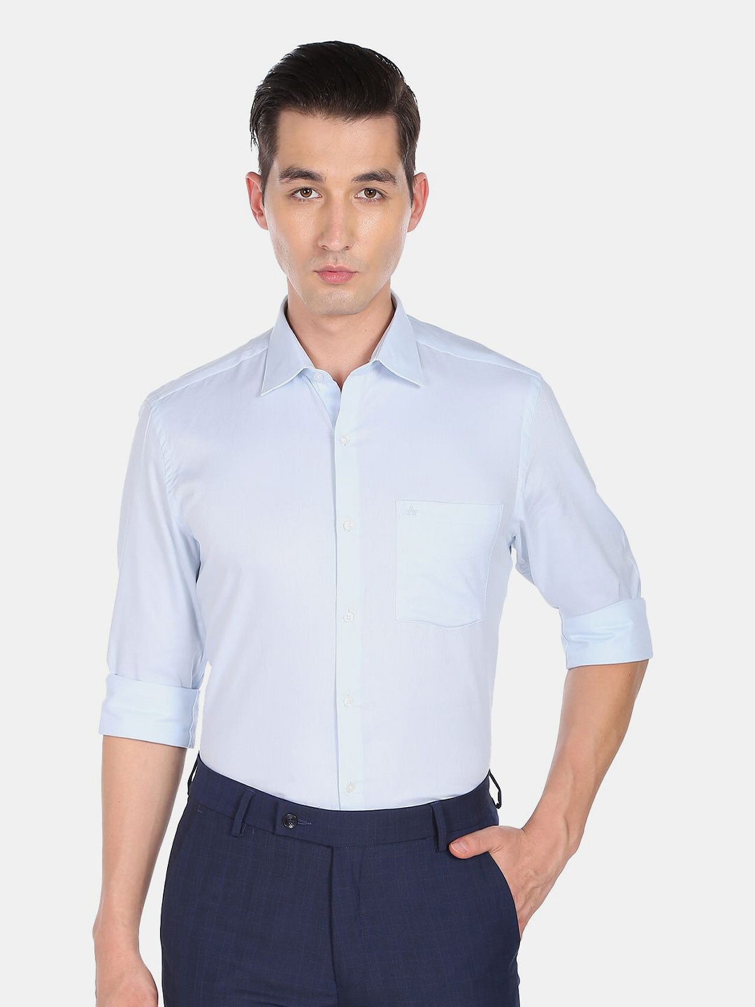 

Arrow Men Self Design Dobby Cotton Formal Shirt, Blue